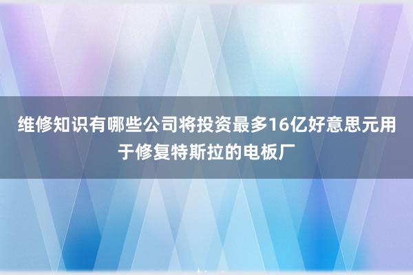 维修知识有哪些公司将投资最多16亿好意思元用于修复特斯拉的电板厂