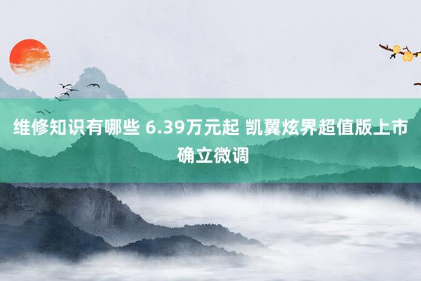 维修知识有哪些 6.39万元起 凯翼炫界超值版上市 确立微调