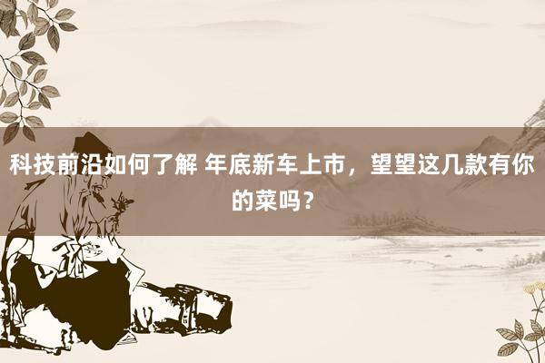 科技前沿如何了解 年底新车上市，望望这几款有你的菜吗？