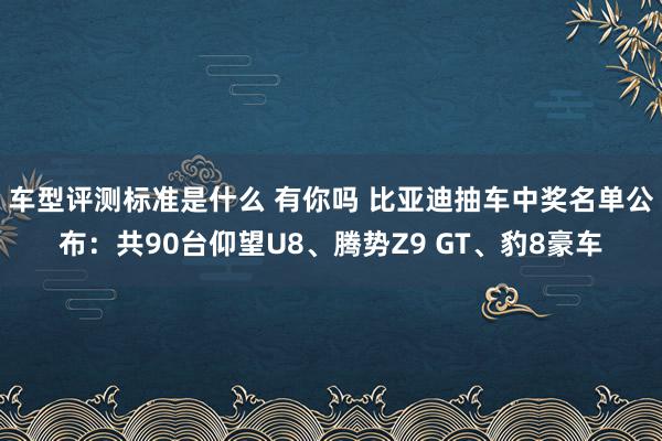 车型评测标准是什么 有你吗 比亚迪抽车中奖名单公布：共90台仰望U8、腾势Z9 GT、豹8豪车