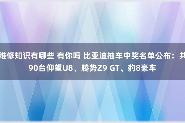 维修知识有哪些 有你吗 比亚迪抽车中奖名单公布：共90台仰望U8、腾势Z9 GT、豹8豪车