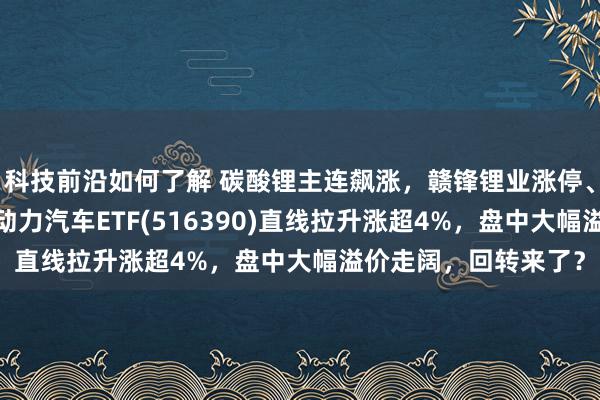 科技前沿如何了解 碳酸锂主连飙涨，赣锋锂业涨停、宁德时间涨3%，新动力汽车ETF(516390)直线拉升涨超4%，盘中大幅溢价走阔，回转来了？