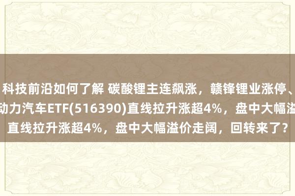 科技前沿如何了解 碳酸锂主连飙涨，赣锋锂业涨停、宁德期间涨3%，新动力汽车ETF(516390)直线拉升涨超4%，盘中大幅溢价走阔，回转来了？