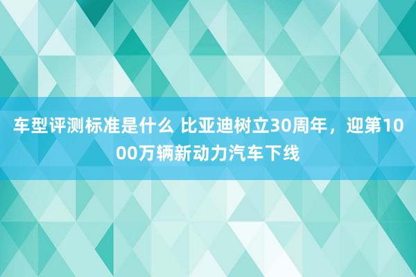 车型评测标准是什么 比亚迪树立30周年，迎第1000万辆新动力汽车下线