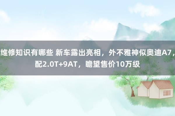 维修知识有哪些 新车露出亮相，外不雅神似奥迪A7，配2.0T+9AT，瞻望售价10万级