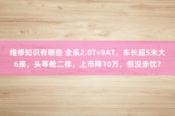 维修知识有哪些 全系2.0T+9AT，车长超5米大6座，头等舱二排，上市降10万，但没赤忱？