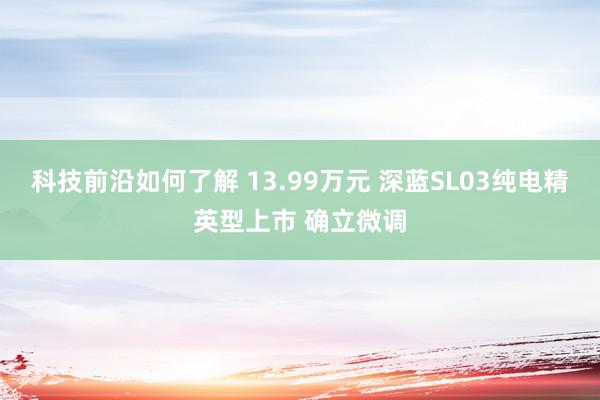 科技前沿如何了解 13.99万元 深蓝SL03纯电精英型上市 确立微调