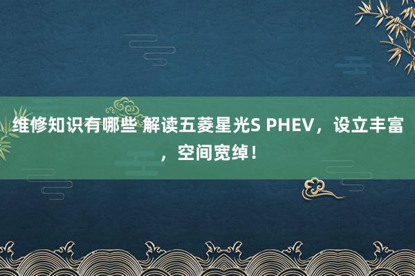 维修知识有哪些 解读五菱星光S PHEV，设立丰富，空间宽绰！