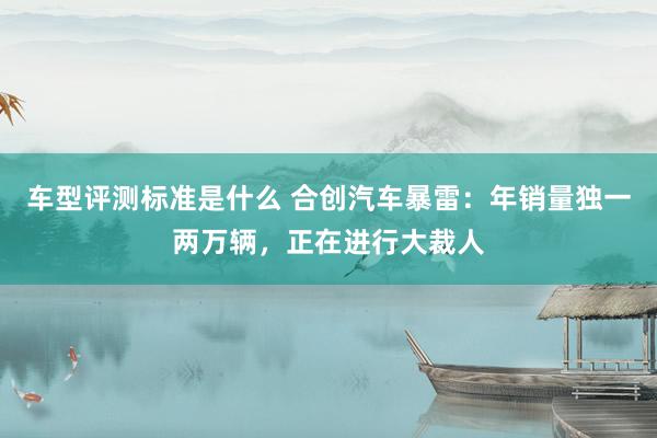 车型评测标准是什么 合创汽车暴雷：年销量独一两万辆，正在进行大裁人