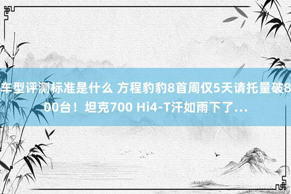 车型评测标准是什么 方程豹豹8首周仅5天请托量破800台！坦克700 Hi4-T汗如雨下了…