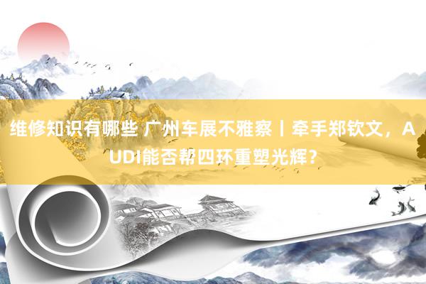 维修知识有哪些 广州车展不雅察丨牵手郑钦文，AUDI能否帮四环重塑光辉？