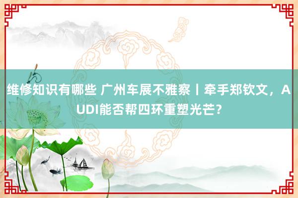 维修知识有哪些 广州车展不雅察丨牵手郑钦文，AUDI能否帮四环重塑光芒？