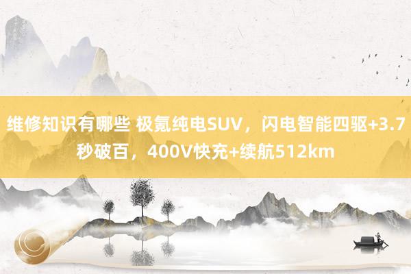 维修知识有哪些 极氪纯电SUV，闪电智能四驱+3.7秒破百，400V快充+续航512km