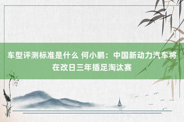 车型评测标准是什么 何小鹏：中国新动力汽车将在改日三年插足淘汰赛