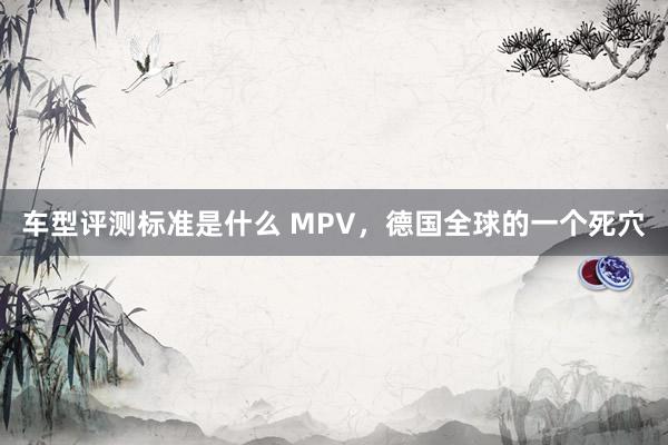 车型评测标准是什么 MPV，德国全球的一个死穴