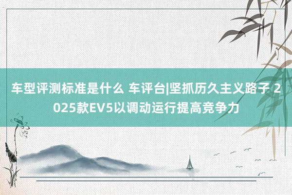 车型评测标准是什么 车评台|坚抓历久主义路子 2025款EV5以调动运行提高竞争力