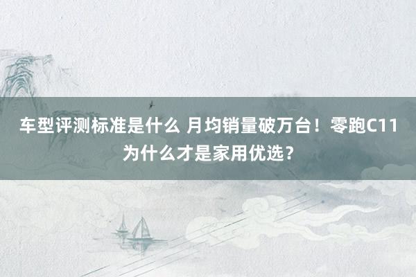 车型评测标准是什么 月均销量破万台！零跑C11为什么才是家用优选？