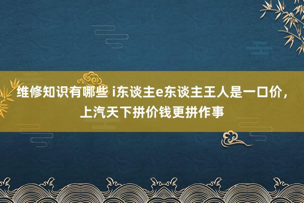 维修知识有哪些 i东谈主e东谈主王人是一口价，上汽天下拼价钱更拼作事