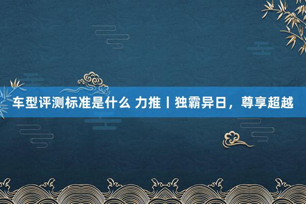 车型评测标准是什么 力推丨独霸异日，尊享超越