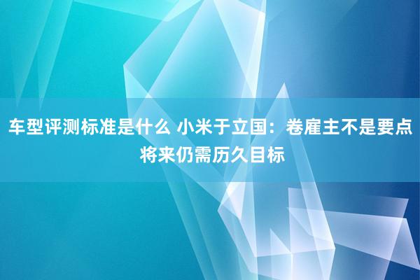 车型评测标准是什么 小米于立国：卷雇主不是要点 将来仍需历久目标