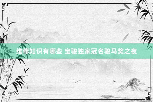 维修知识有哪些 宝骏独家冠名骏马奖之夜