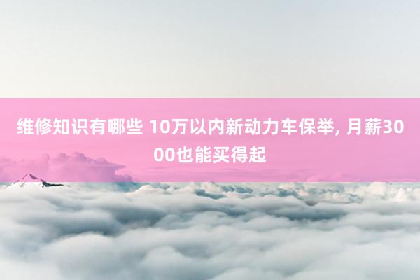 维修知识有哪些 10万以内新动力车保举, 月薪3000也能买得起