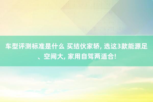 车型评测标准是什么 买结伙家轿, 选这3款能源足、空间大, 家用自驾两适合!