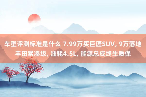 车型评测标准是什么 7.99万买巨匠SUV, 9万落地丰田紧凑级, 油耗4.5L, 能源总成终生质保