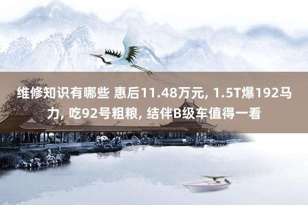 维修知识有哪些 惠后11.48万元, 1.5T爆192马力, 吃92号粗粮, 结伴B级车值得一看