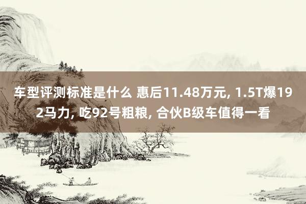 车型评测标准是什么 惠后11.48万元, 1.5T爆192马力, 吃92号粗粮, 合伙B级车值得一看