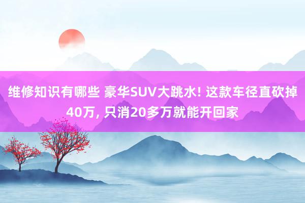 维修知识有哪些 豪华SUV大跳水! 这款车径直砍掉40万, 只消20多万就能开回家