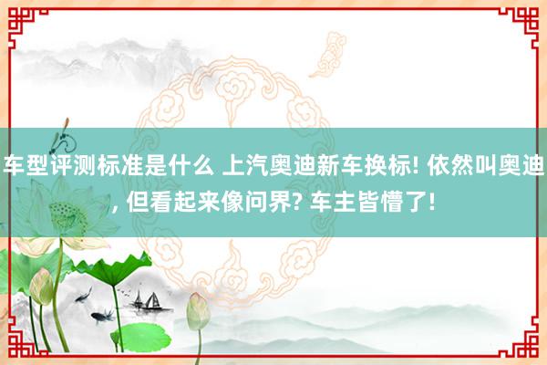 车型评测标准是什么 上汽奥迪新车换标! 依然叫奥迪, 但看起来像问界? 车主皆懵了!