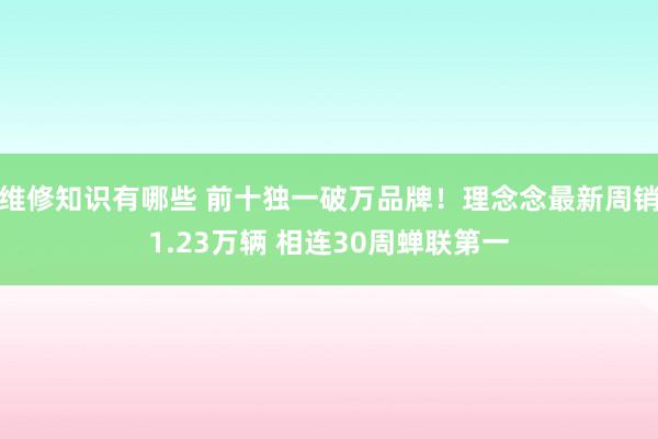 维修知识有哪些 前十独一破万品牌！理念念最新周销1.23万辆 相连30周蝉联第一