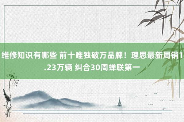 维修知识有哪些 前十唯独破万品牌！理思最新周销1.23万辆 纠合30周蝉联第一