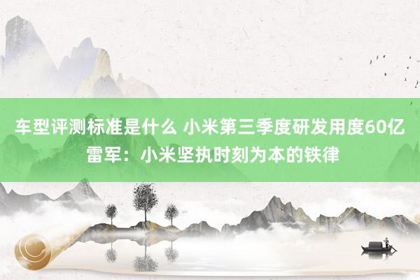 车型评测标准是什么 小米第三季度研发用度60亿 雷军：小米坚执时刻为本的铁律