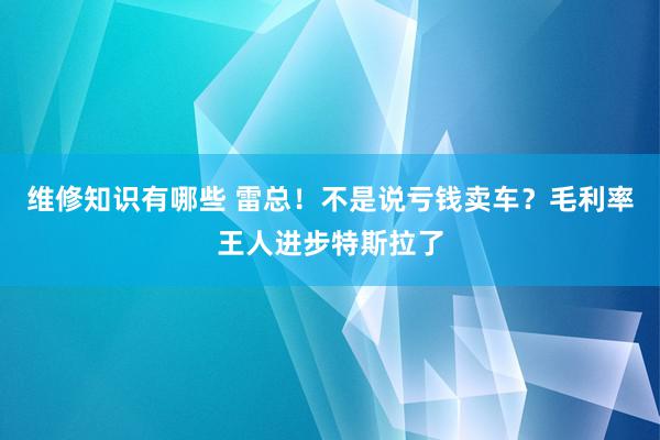 维修知识有哪些 雷总！不是说亏钱卖车？毛利率王人进步特斯拉了