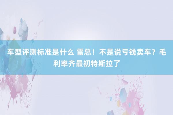 车型评测标准是什么 雷总！不是说亏钱卖车？毛利率齐最初特斯拉了