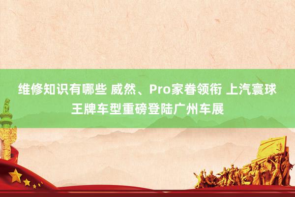 维修知识有哪些 威然、Pro家眷领衔 上汽寰球王牌车型重磅登陆广州车展