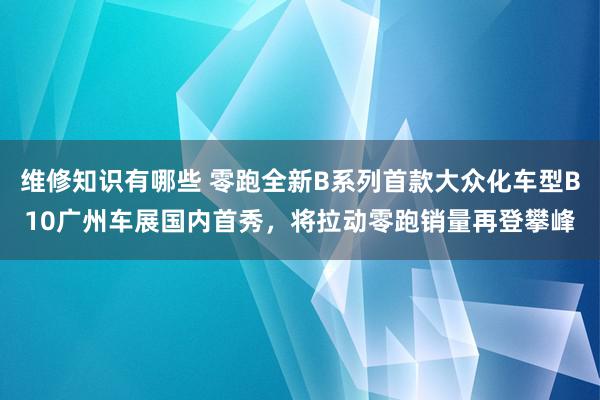 维修知识有哪些 零跑全新B系列首款大众化车型B10广州车展国内首秀，将拉动零跑销量再登攀峰