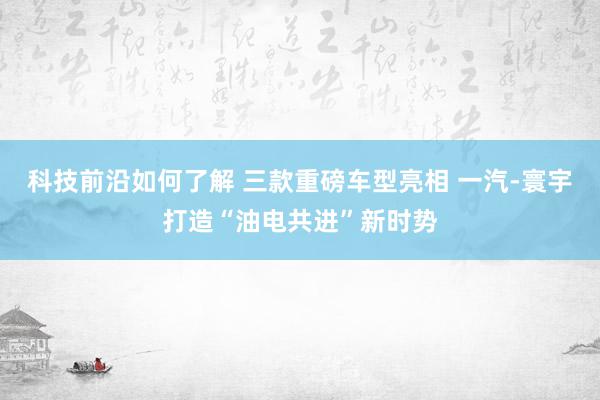 科技前沿如何了解 三款重磅车型亮相 一汽-寰宇打造“油电共进”新时势