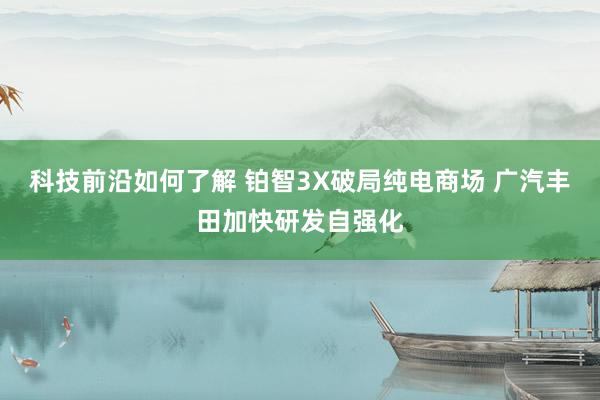 科技前沿如何了解 铂智3X破局纯电商场 广汽丰田加快研发自强化