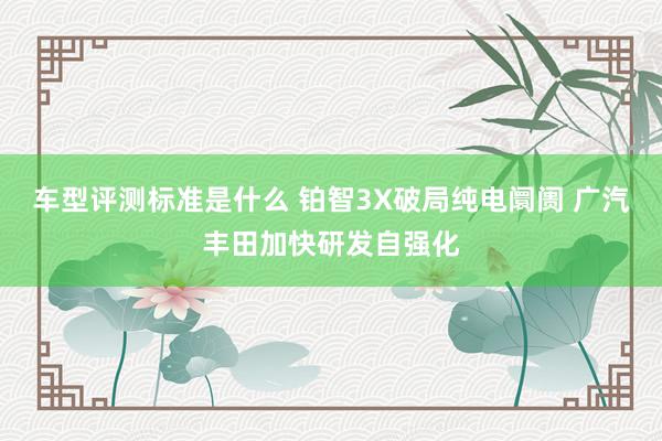 车型评测标准是什么 铂智3X破局纯电阛阓 广汽丰田加快研发自强化