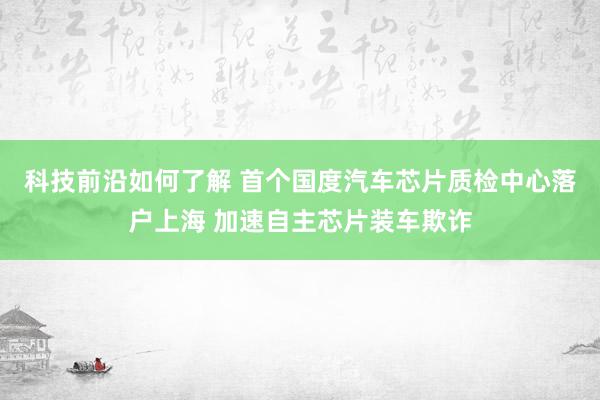 科技前沿如何了解 首个国度汽车芯片质检中心落户上海 加速自主芯片装车欺诈