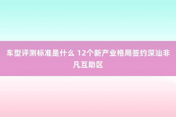 车型评测标准是什么 12个新产业格局签约深汕非凡互助区