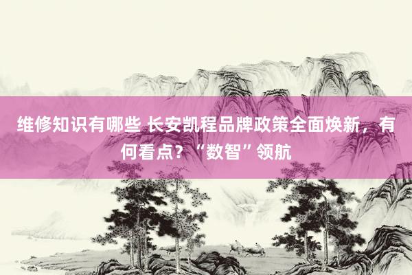 维修知识有哪些 长安凯程品牌政策全面焕新，有何看点？“数智”领航