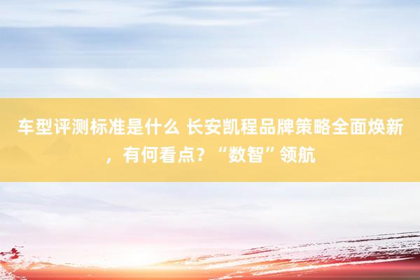 车型评测标准是什么 长安凯程品牌策略全面焕新，有何看点？“数智”领航